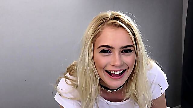 Curly Blonde Teen Records Solo Dildo Masturbation