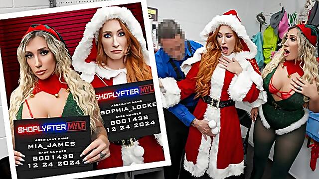 Mrs. Claus and Elf Helper MILFS Get Caught Stealing and Relentlessly Fucked as Punishment