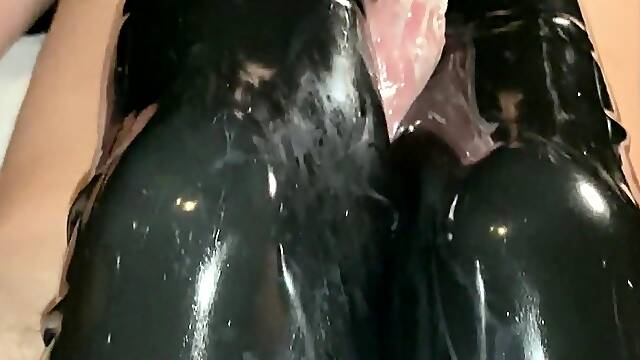 Porn latex movie with foot fetish and blonde mistress