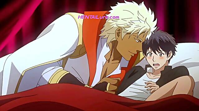 Prince strips bride and claims his ass in hot gay anime anal