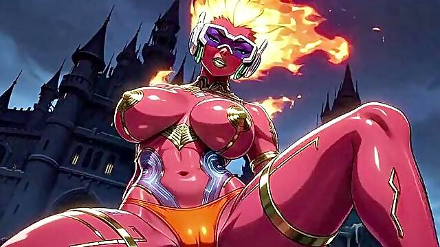 Fire element demon sexy pose Ai animation