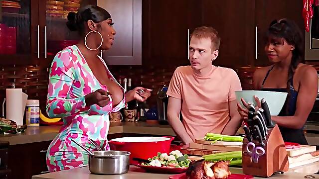 Ebony Milf With Big Juggs Seduces Skinny Shy Teen 18+ Boy