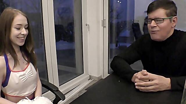 Cheerleader girl fucks her principal and it is all taboo