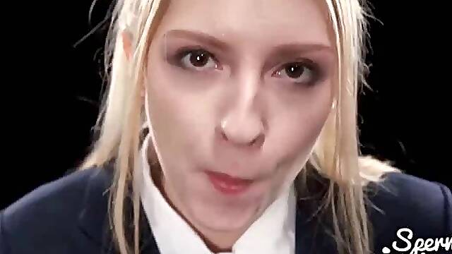 *** SPERM MADIA BLOND TAKES LOAD OF SPERM IN HER MOUTH * (# CCCC 6645)