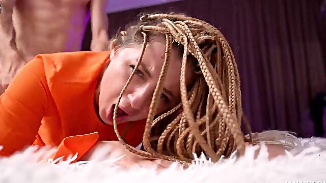 Horny nude damsel showcases off her skills in a unclothe dance.