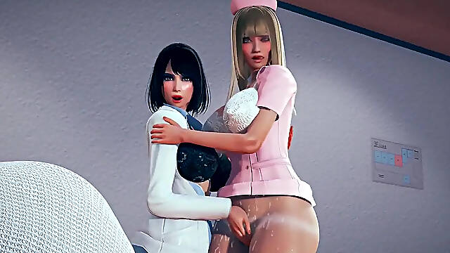 Doctor and Nurse in Lesbian POV Fingering
