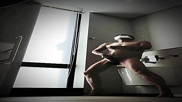 Asian toyoutaku wanks in public bathroom