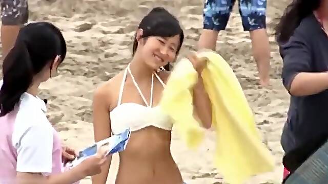 Japanese Suntan Vikini Teen gets Creampied by 2 Masseur 3-4