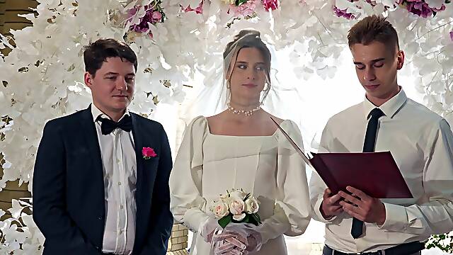 Two brides get fucked by guys in a steamy group scene