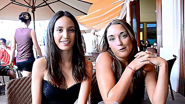 Adventurous Pair of lesbians in a magnificent public show of a hot ass
