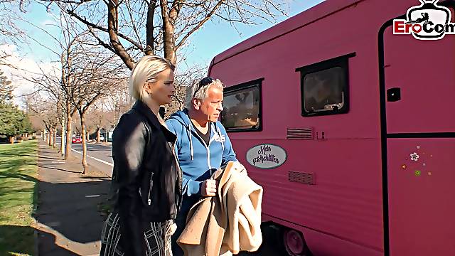 Grandpa pick up German Teen in Public and fuck her in car