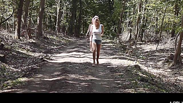 Lesbo excitement in the forest