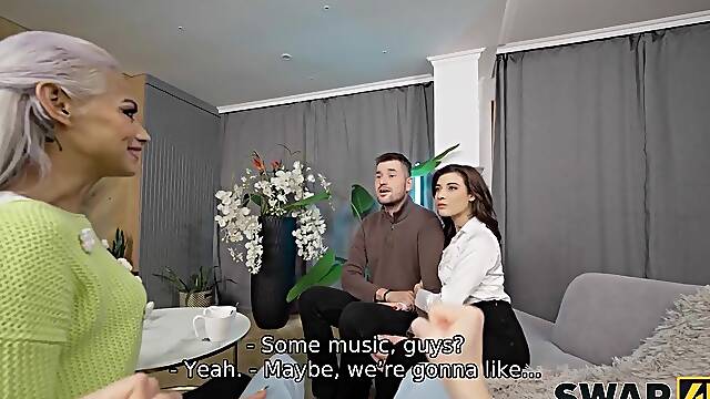 SWAP4K. A biggest penis drilled two Colombian beauties in a exchange wives