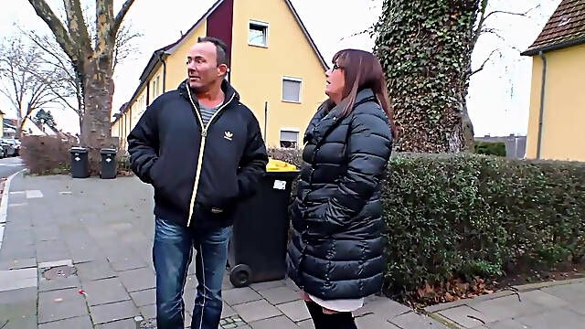 German Milf gets in the car for a good fuck ride with big dick