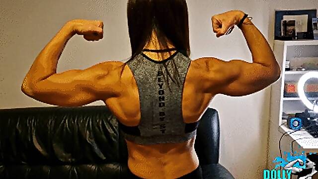 Kim flexes her muscles