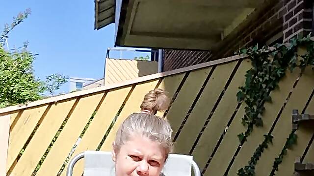 Naked Sunbathing with Coconut Oil and smoking – Risky Outdoor Tease SSBBW