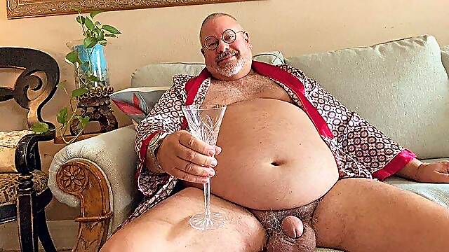 Grandpa cock cumshot from behind