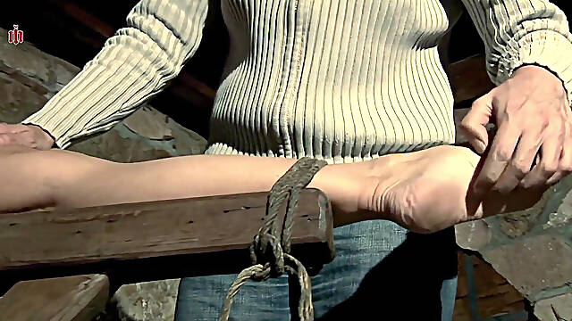 Rebecca - the Horny Slut Is Tied to the Spreader Chair and Tickled to the Extreme