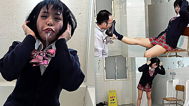 CFNM, Dirty Shoes Licking, Spitting, Fap Watching, Sadistic College Girl's Daily Routine Is Tease Perverted Janitor After Class