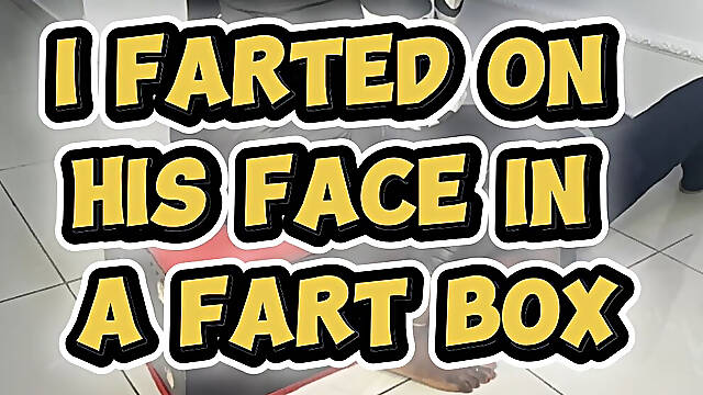 African Mistress Farts on His Face in a Fart Box