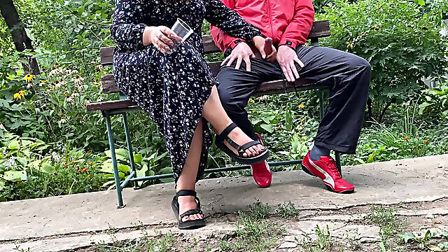 Mature Stepmom Milks My Dick Outdoors in the Park