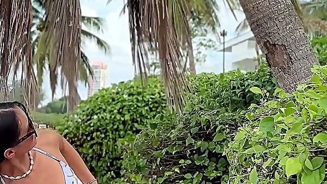 Bikini Fitting and Changing on the Tropical Beach